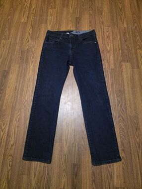 Volcom Jeans Mens 34 Straight Fit Dark Wash Denim 2013 Skate Surf Classic E33